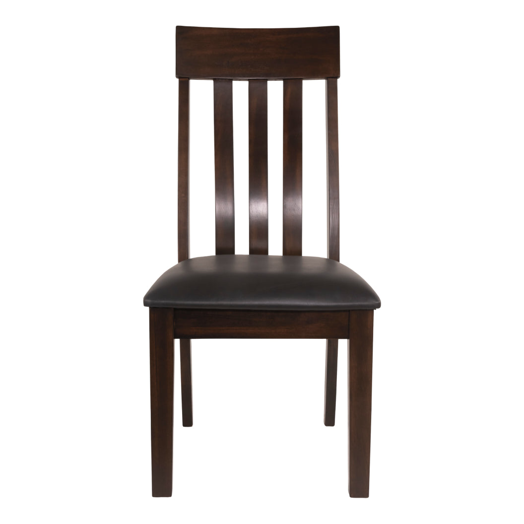 Ensemble de 2 chaises de salle à manger en bois avec assise rembourrée aspect cuir brun foncé - Haddigan