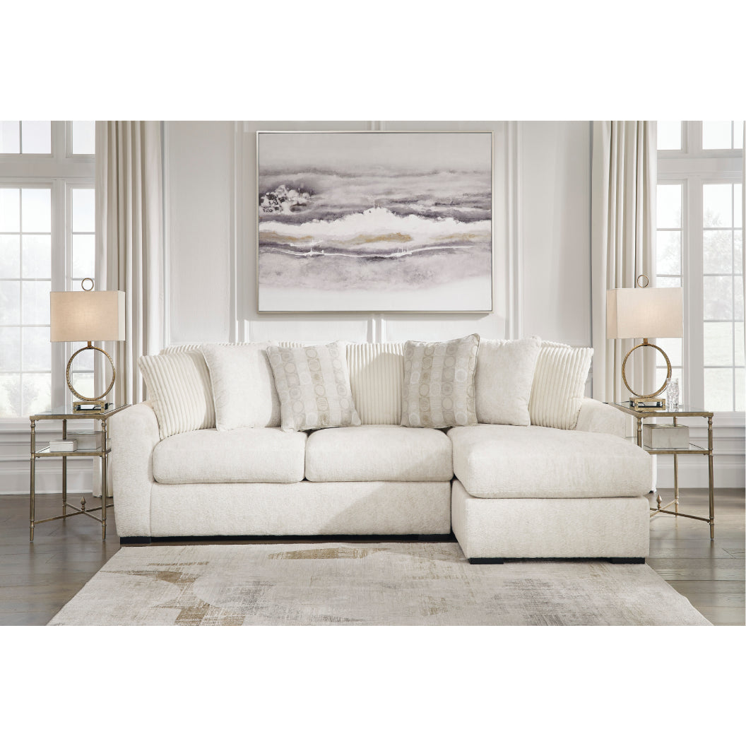 Sofa en tissu ivoire avec chaise longue & coussins - Chessington