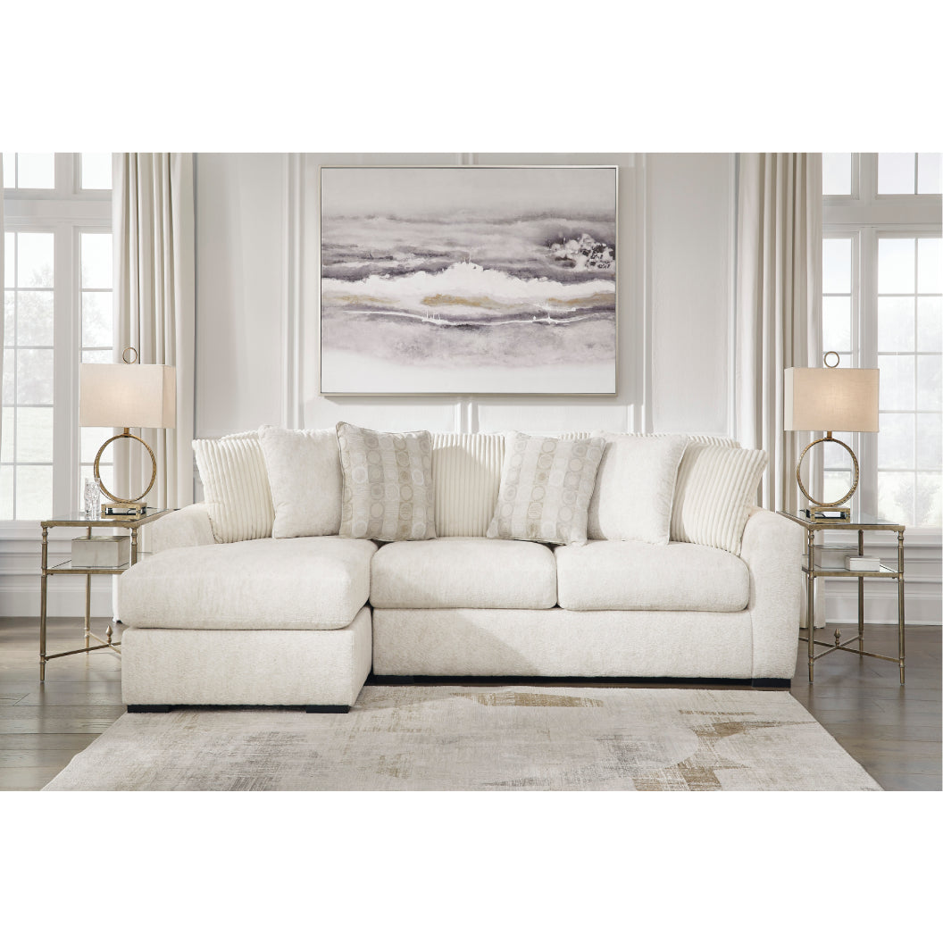 Sofa en tissu ivoire avec chaise longue & coussins - Chessington