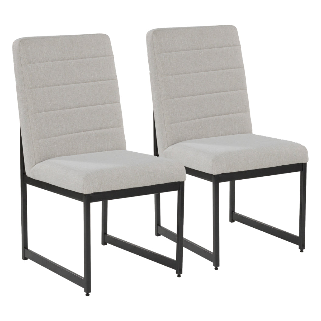 Ensemble de 2 chaises de salle à manger rembourrées en tissu beige pâle - Tomtyn