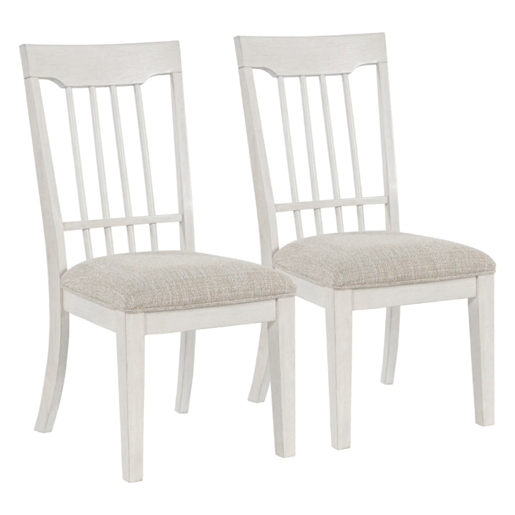Ensemble de 2 chaises de salle à manger en bois avec assise rembourrée en tissu gris pâle - Shaybrock
