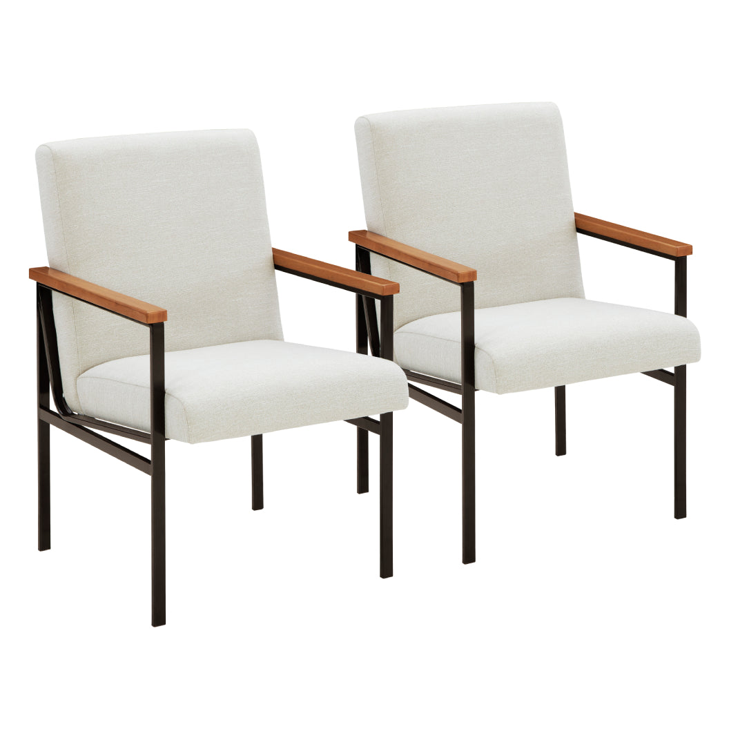 Ensemble de 2 chaises de salle à manger rembourrées en tissu blanc - Dressonni