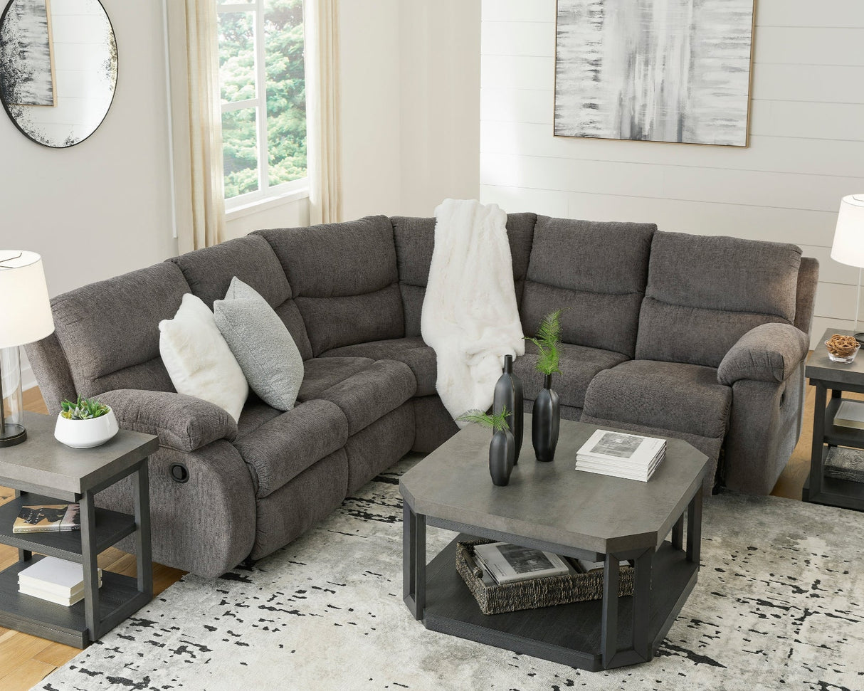 Sectionnel inclinable 2 pièces en tissu gris étain - Museum