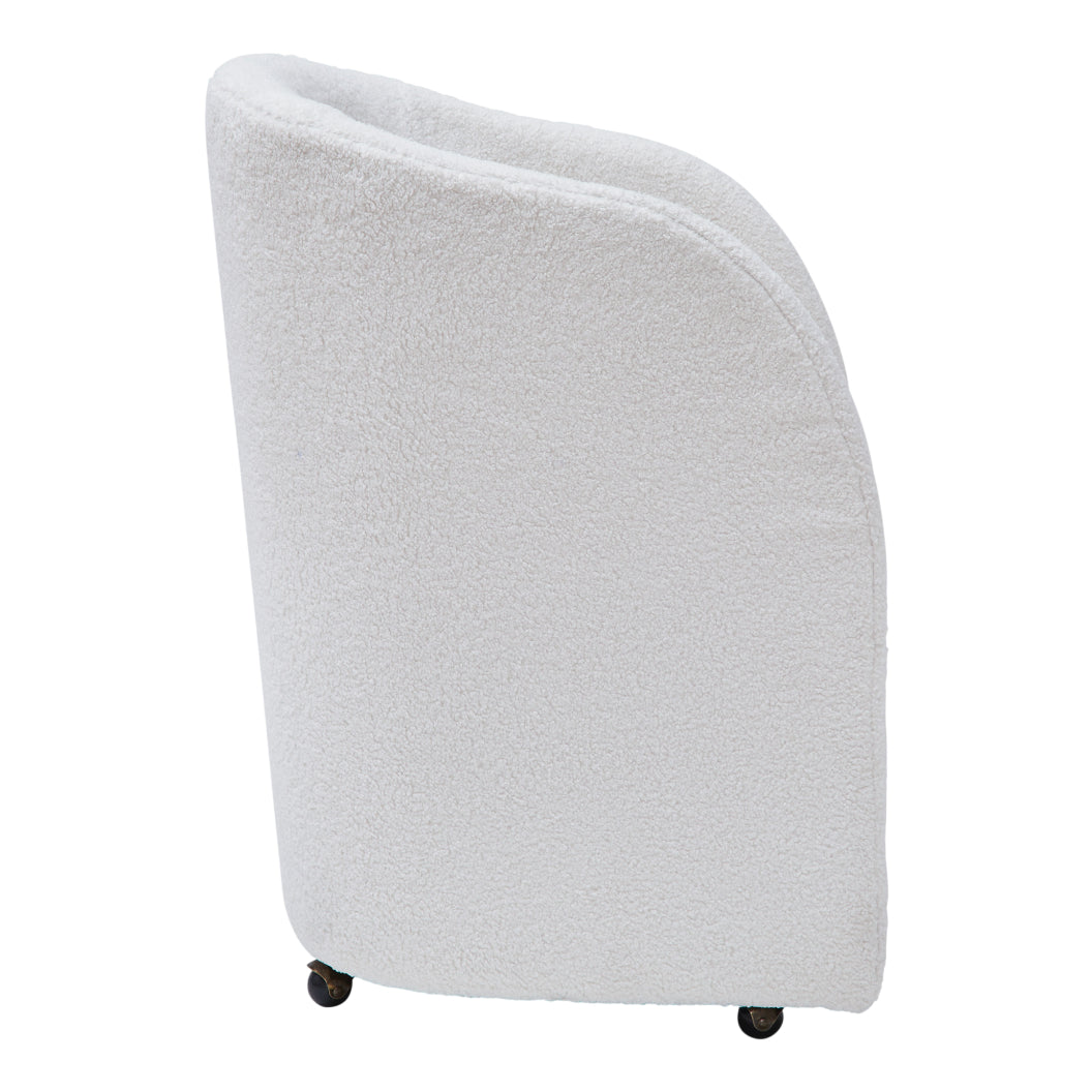 Ensemble de 2 chaises de salle à manger rembourrées en tissu bouclé ivoire - Rowanbeck