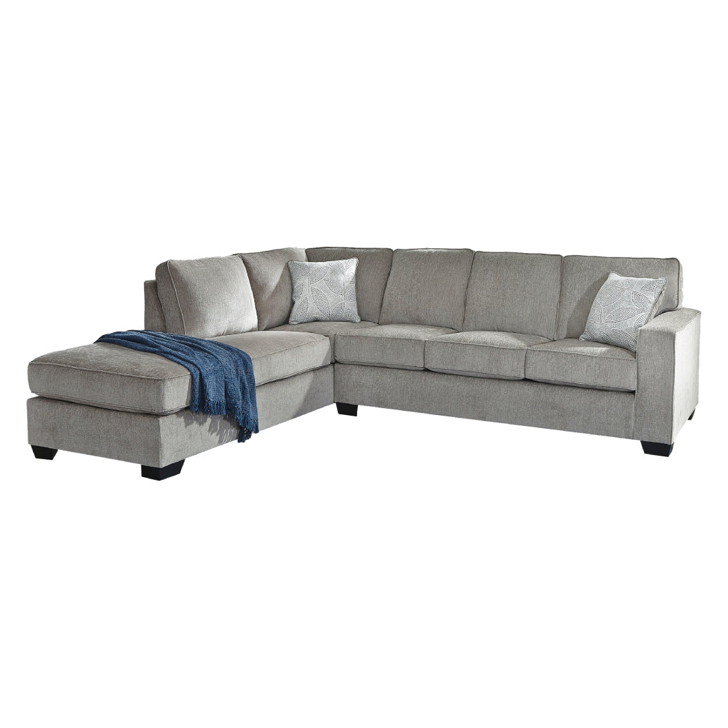 Sofa-lit chaise longue en tissu gris pâle avec matelas mousse mémoire - Altari