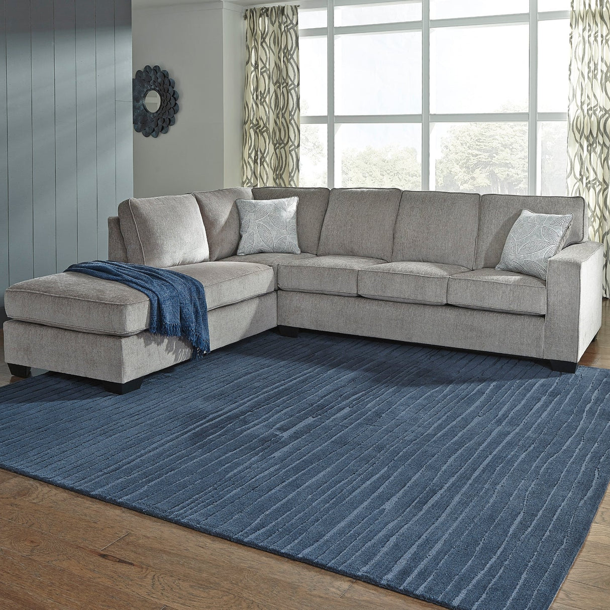 Sofa-lit chaise longue en tissu gris pâle avec matelas mousse mémoire - Altari