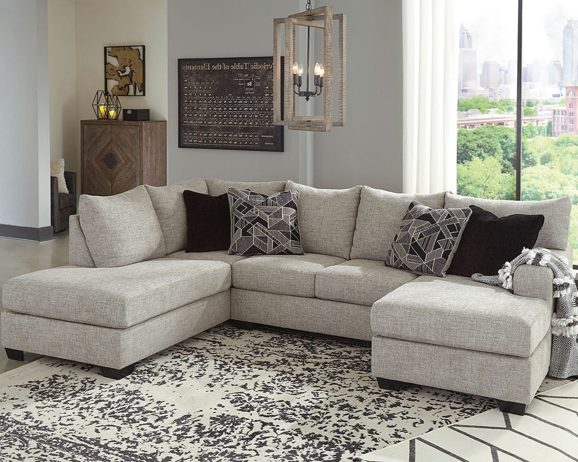 Sectionnel 2 pièces en tissu gris pâle avec chaise longue - Megginson