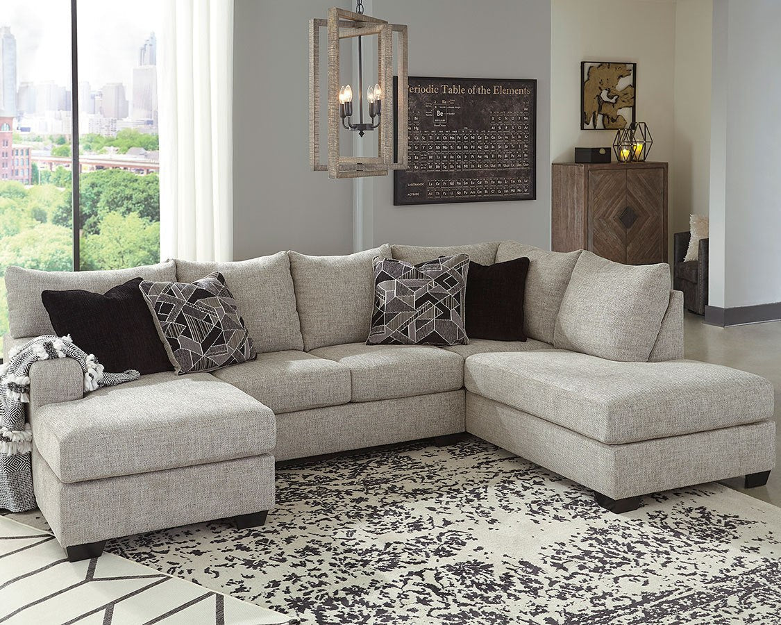 Sectionnel 2 pièces en tissu gris pâle avec chaise longue - Megginson