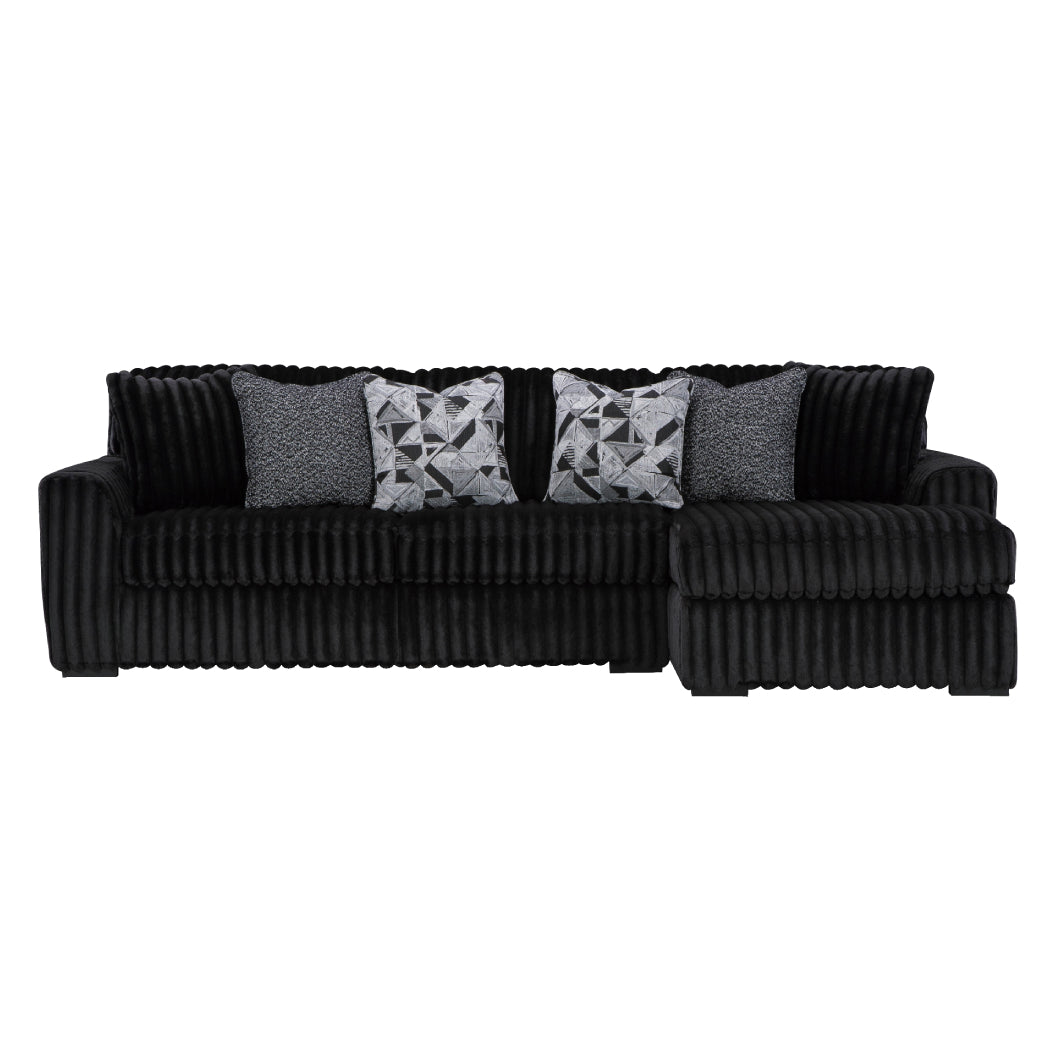 Sofa en velours côtelé noir avec chaise longue - Gabbyleigh
