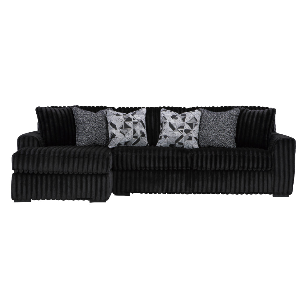 Sofa en velours côtelé noir avec chaise longue - Gabbyleigh