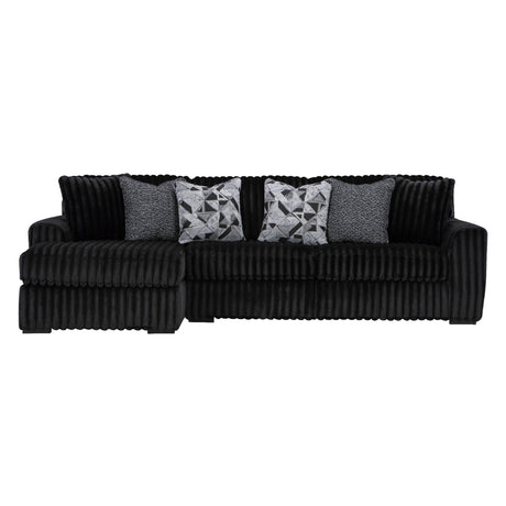 Sofa en velours côtelé noir avec chaise longue - Gabbyleigh