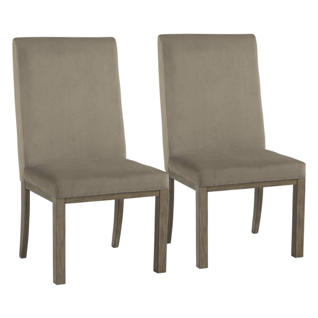 Ensemble de 2 chaises de salle à manger rembourrées en tissu brun clair - Chrestner
