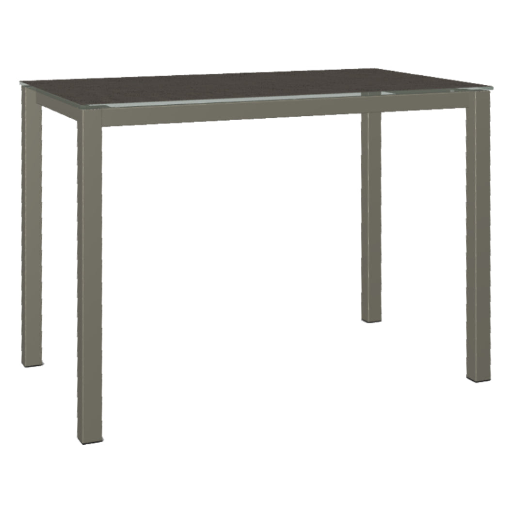 Table de salle à manger style pub en verre d'apparence pierre brune - Harrison