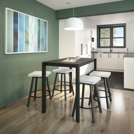 Table de salle à manger style pub en verre d'apparence pierre brune - Harrison