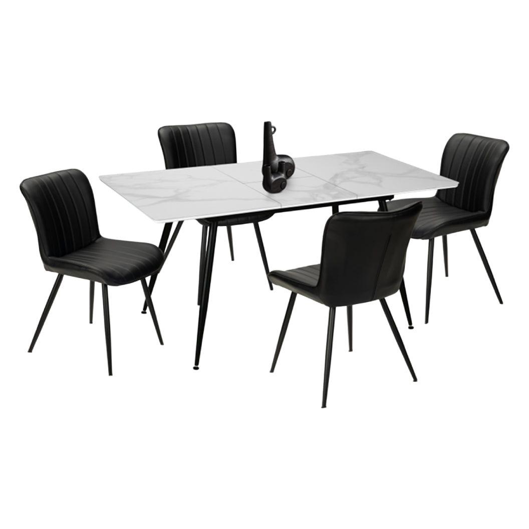 Ensemble de salle à manger avec 4 chaises rembourrées aspect cuir noir - I 1132-1130