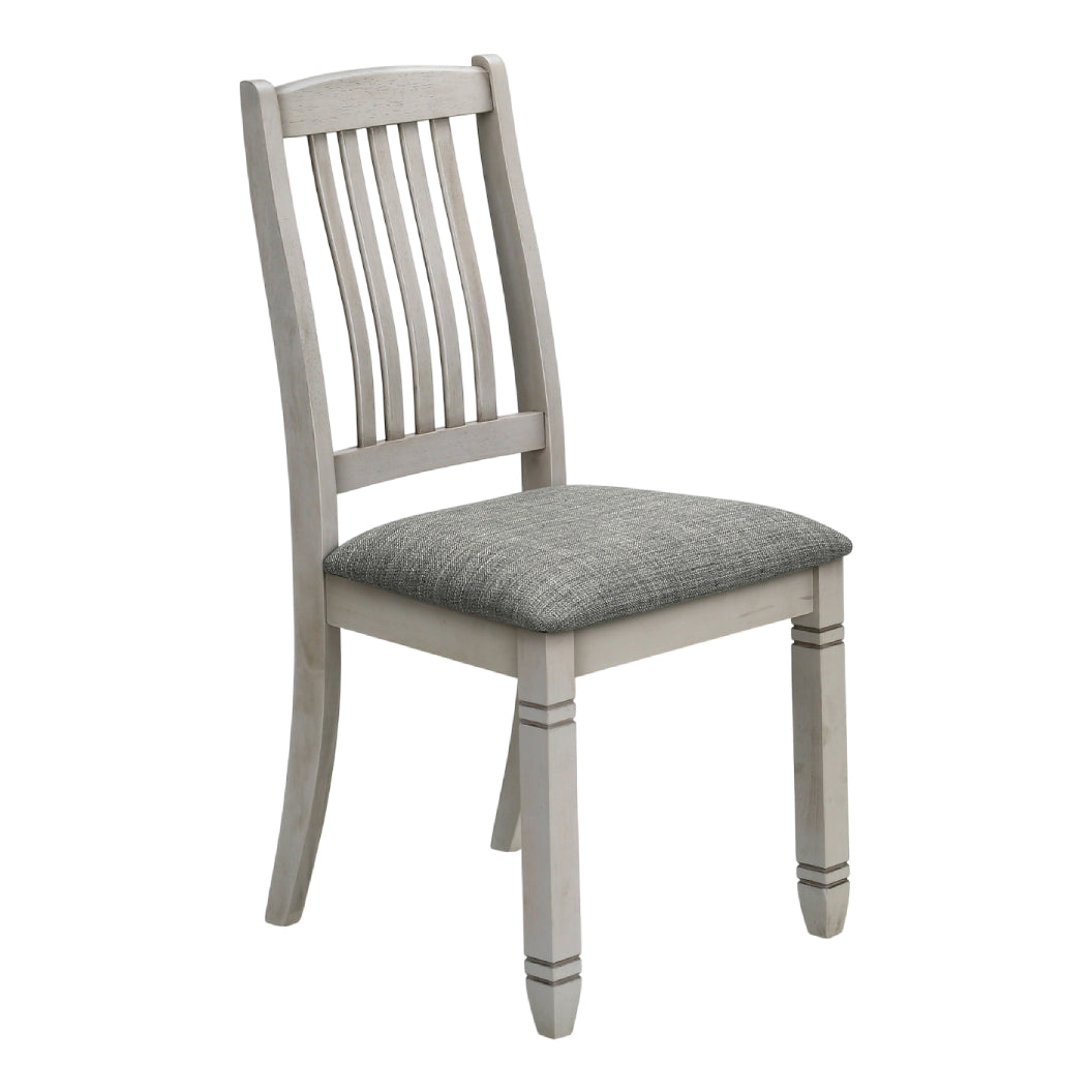 Ensemble de 2 chaises de salle à manger en bois avec assise rembourrée en tissu gris - I 1256