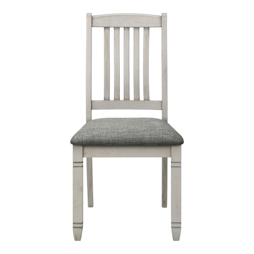 Ensemble de 2 chaises de salle à manger en bois avec assise rembourrée en tissu gris - I 1256