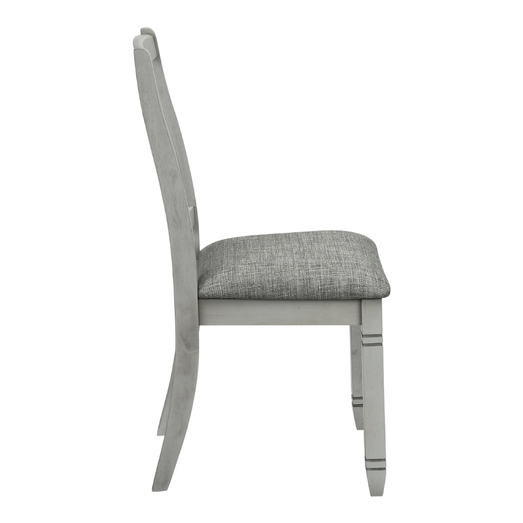 Ensemble de 2 chaises de salle à manger en bois avec assise rembourrée en tissu gris - I 1256