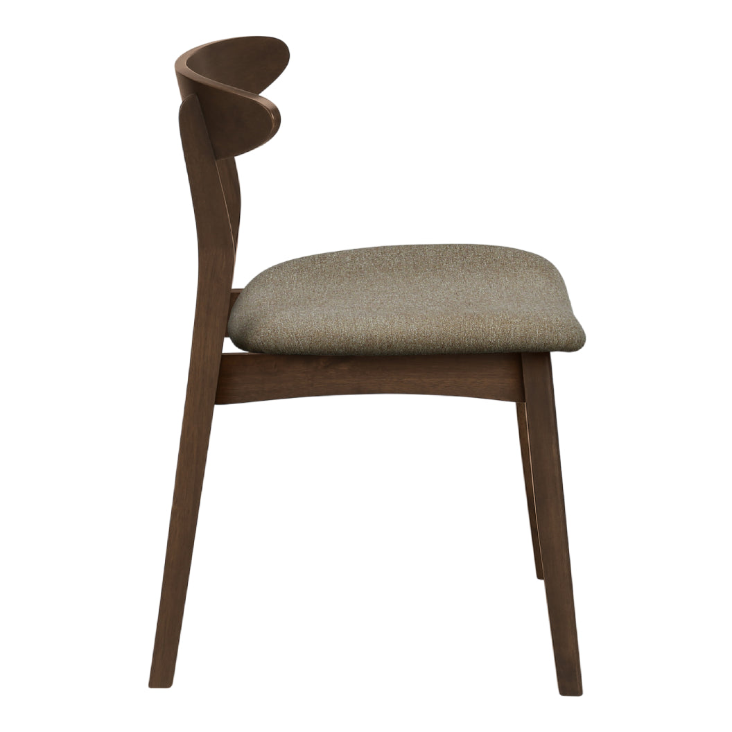 Ensemble de 2 chaises de salle à manger en bois brun avec assise rembourrée en tissu beige - I 1365