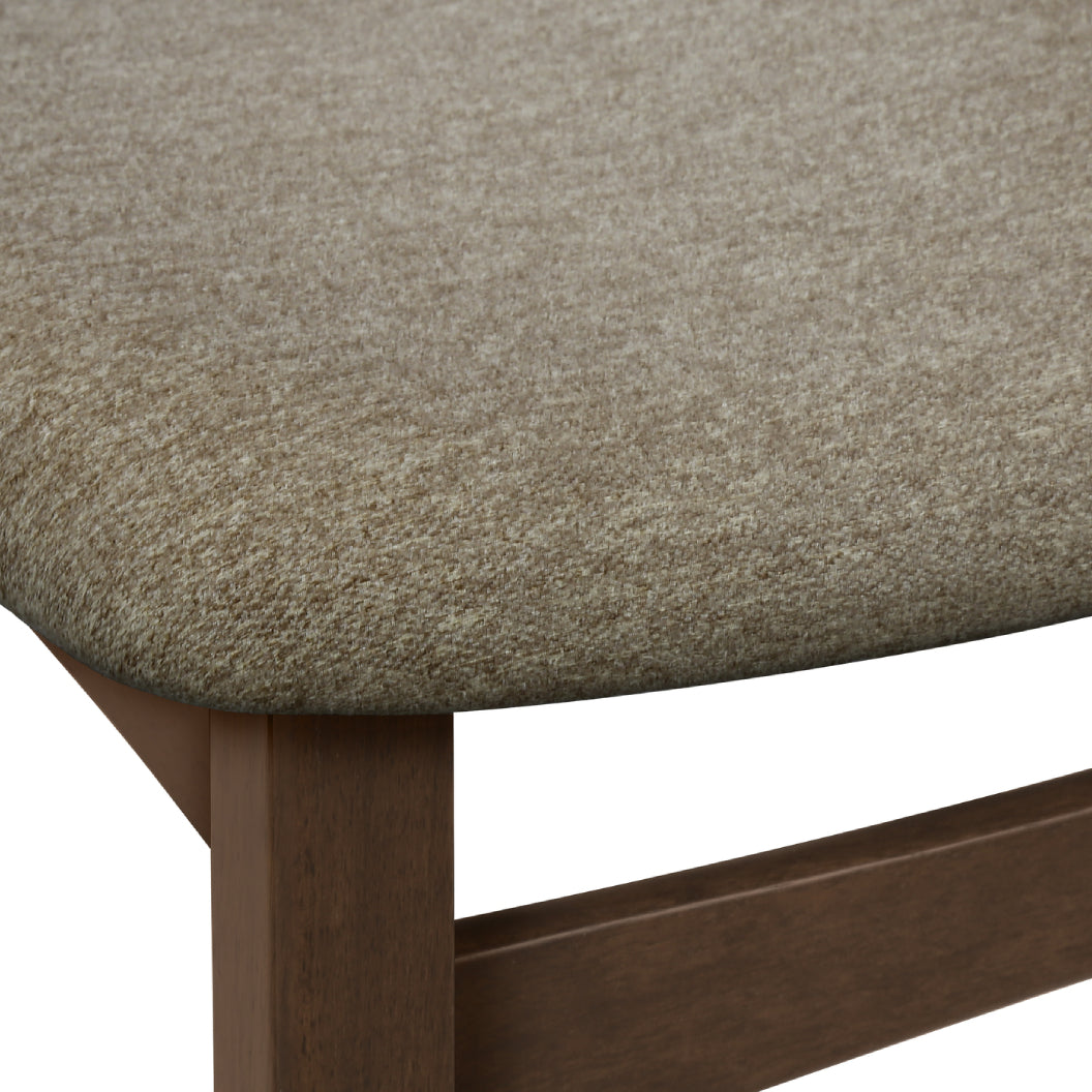 Ensemble de 2 chaises de salle à manger en bois brun avec assise rembourrée en tissu beige - I 1365