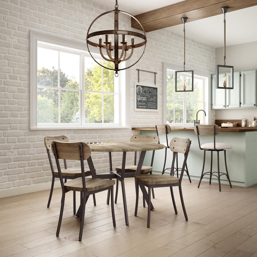 Table de salle à manger ronde en bois de merisier brun vieilli - Norcross