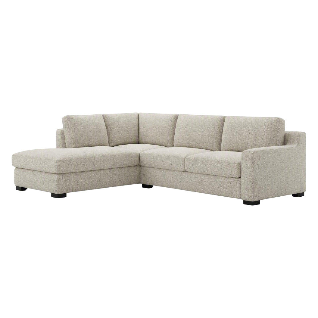 Sectionnel 2 pièces en tissu beige avec chaise longue à droite/gauche - Athena