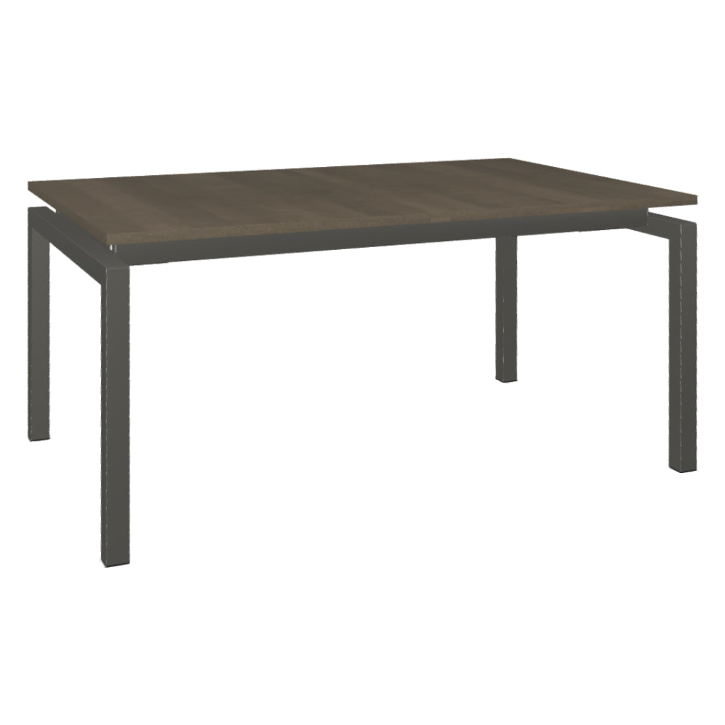Table de salle à manger extensible en bois et placage de merisier gris mat - Zoom