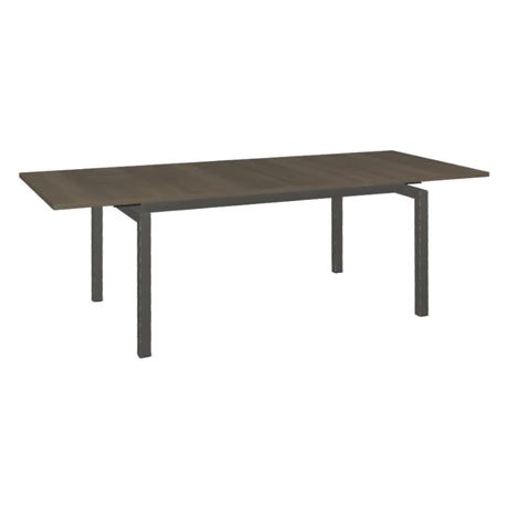 Table de salle à manger extensible en bois et placage de merisier gris mat - Zoom