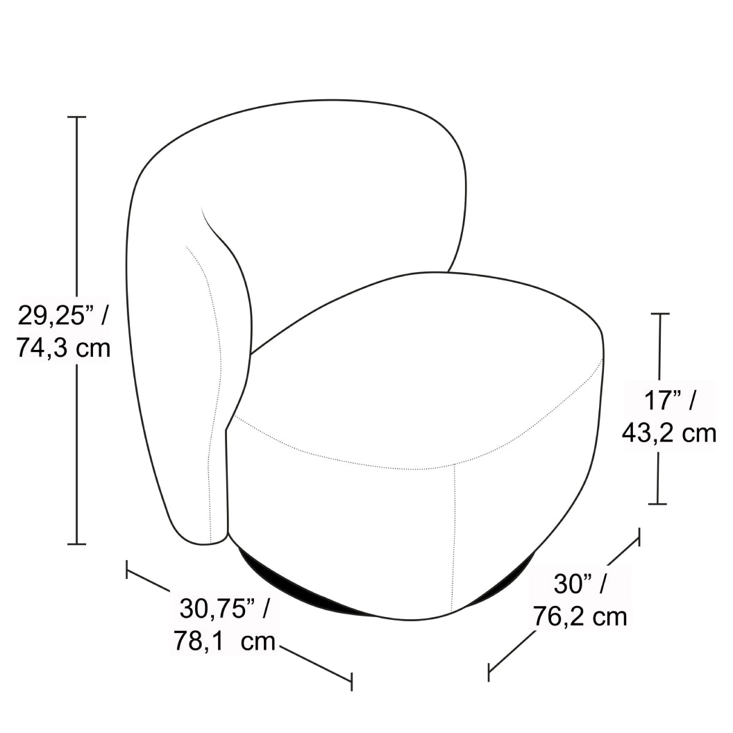 Fauteuil d'appoint pivotant en tissu et aspect cuir - Noah