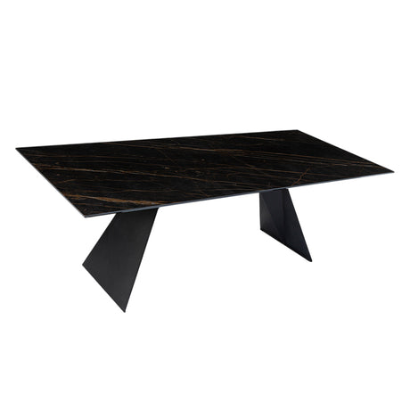 Table de salle à manger rectangulaire en céramique ou en verre - Hugo