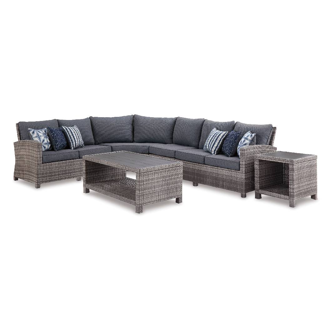 Sectionnel extérieur 4 morceaux en résine gris - Salem Beach