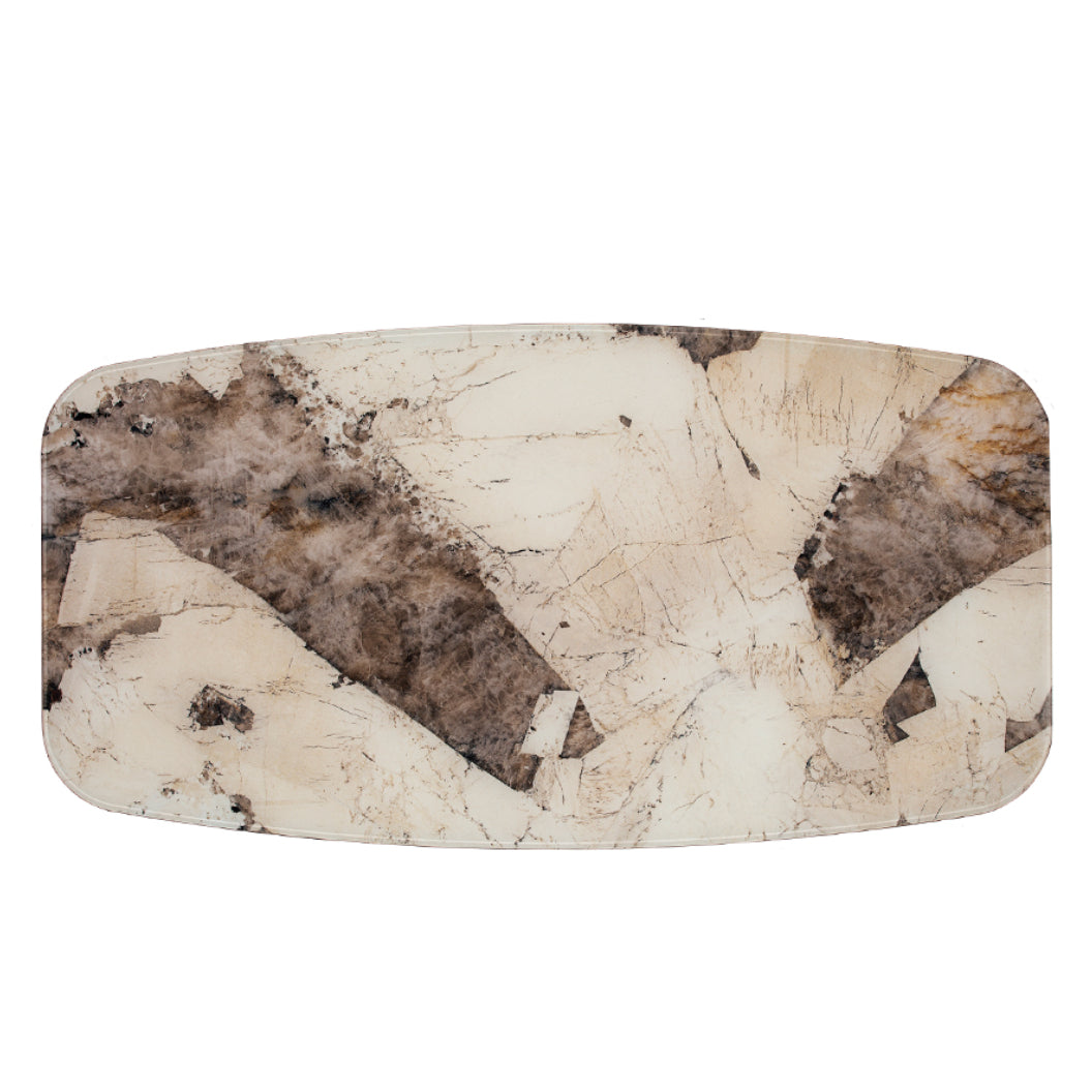 Table de salle à manger rectangulaire avec contour arrondi en verre et métal - Jack