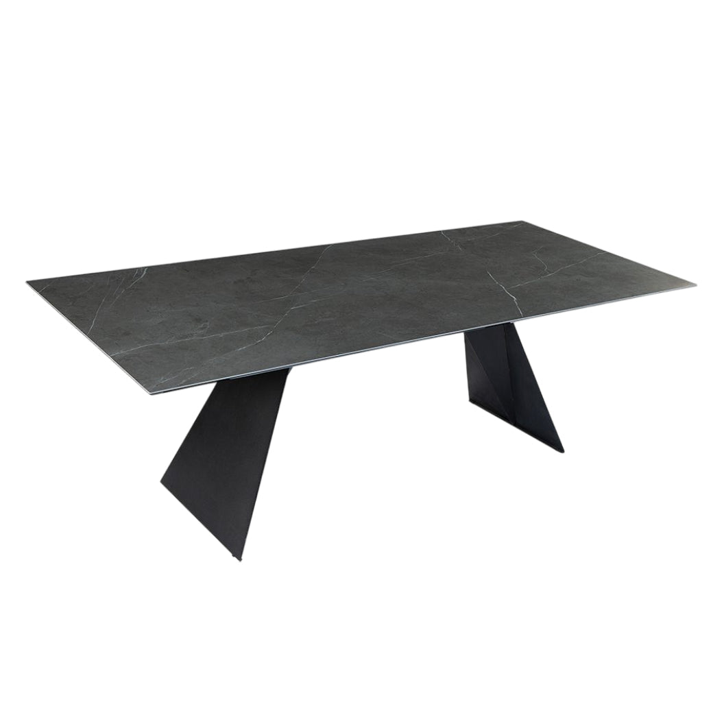 Table de salle à manger rectangulaire en céramique ou en verre - Hugo