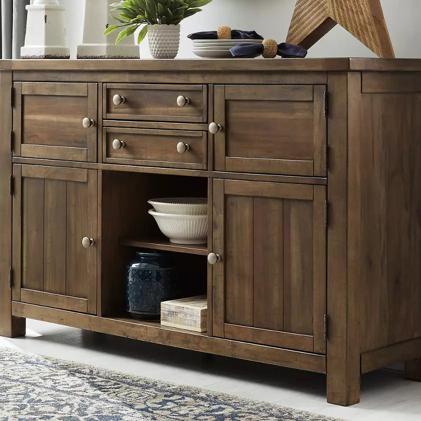 Buffet en bois/placage brun vieilli avec 4 portes & 2 tiroirs - Moriville