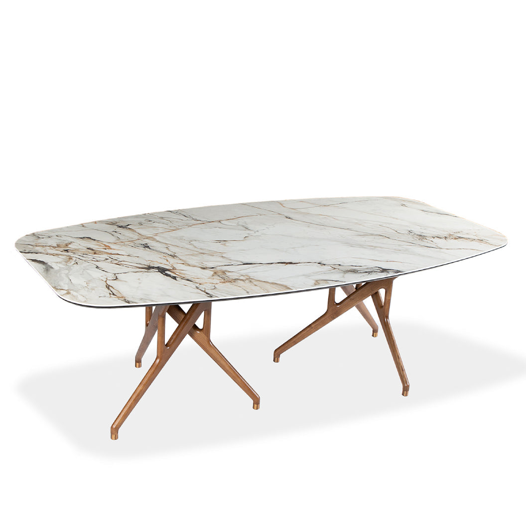 Table de salle à manger rectangulaire avec contour arrondi en céramique - Rafa