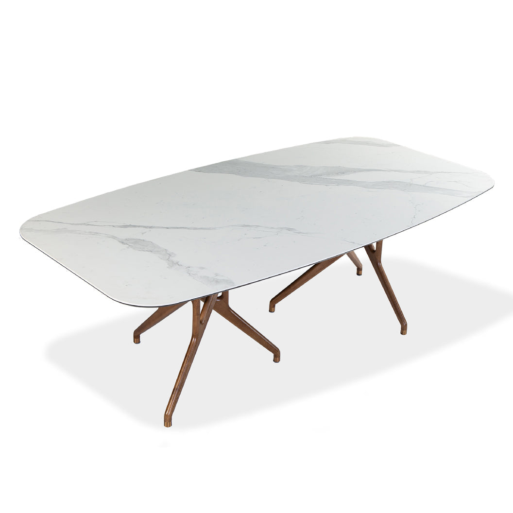 Table de salle à manger rectangulaire avec contour arrondi en céramique - Rafa