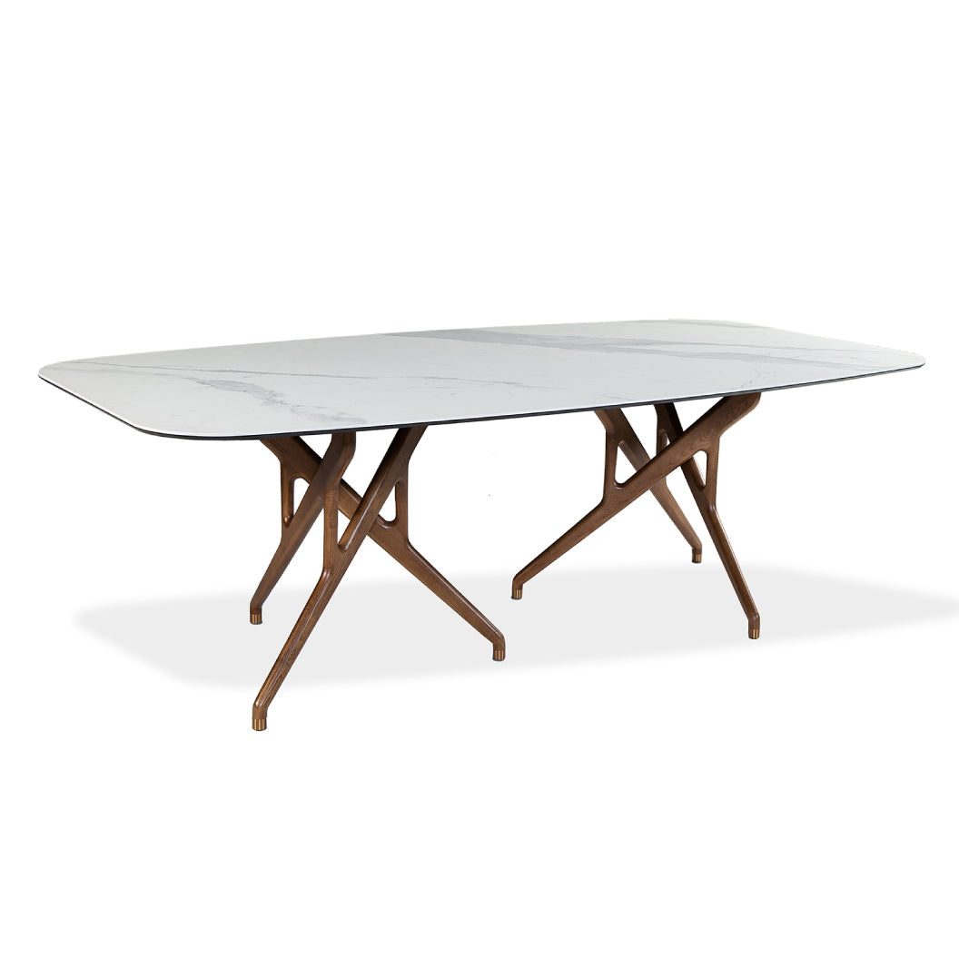 Table de salle à manger rectangulaire avec contour arrondi en céramique - Rafa
