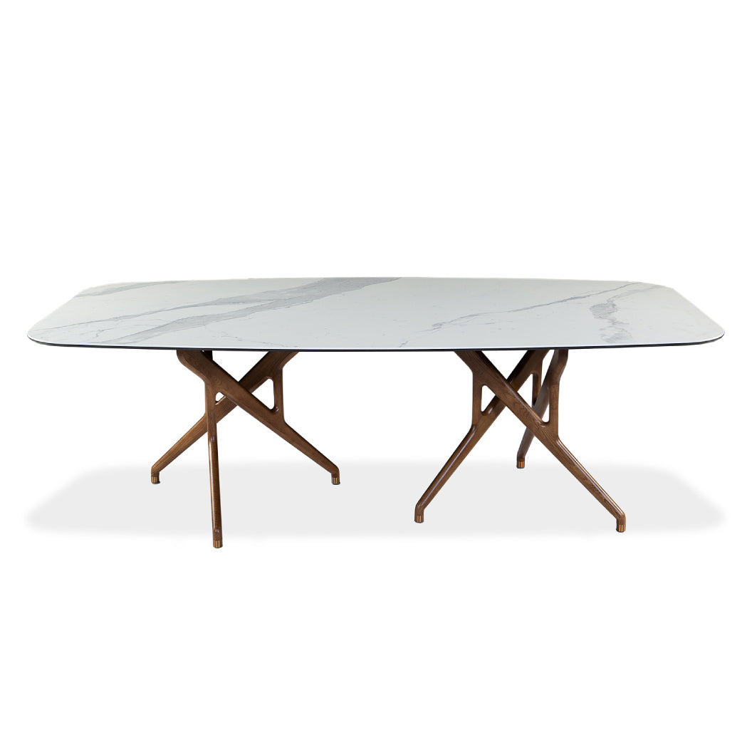 Table de salle à manger rectangulaire avec contour arrondi en céramique - Rafa