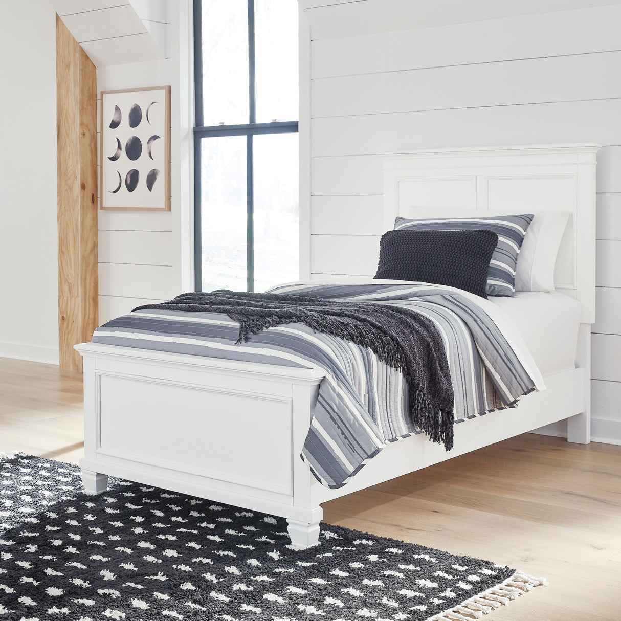 Lit  simple complet en bois blanc - Fortman