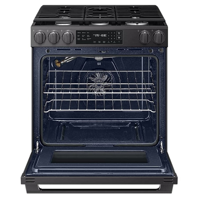 Cuisinière au gaz encastrable 30 po, 6,0 pi³ Acier noir mat avec Convection véritable et Air Fry Max - Série Bespoke