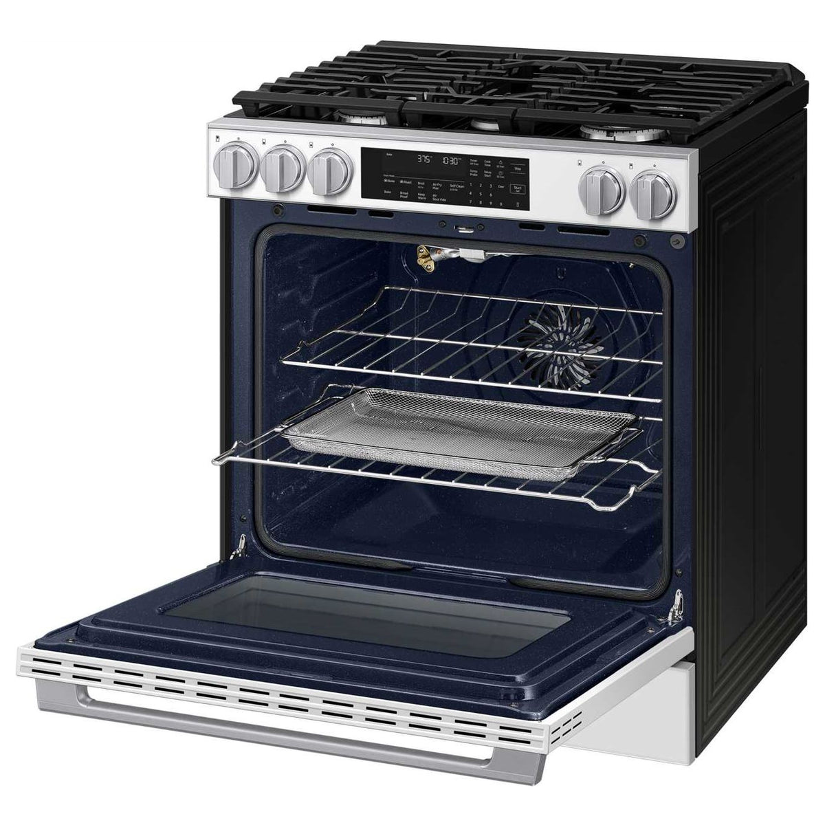 Cuisinière au gaz encastrable 30 po, 6,0 pi³ Verre blanc avec Convection véritable et Air Fry - Série Bespoke