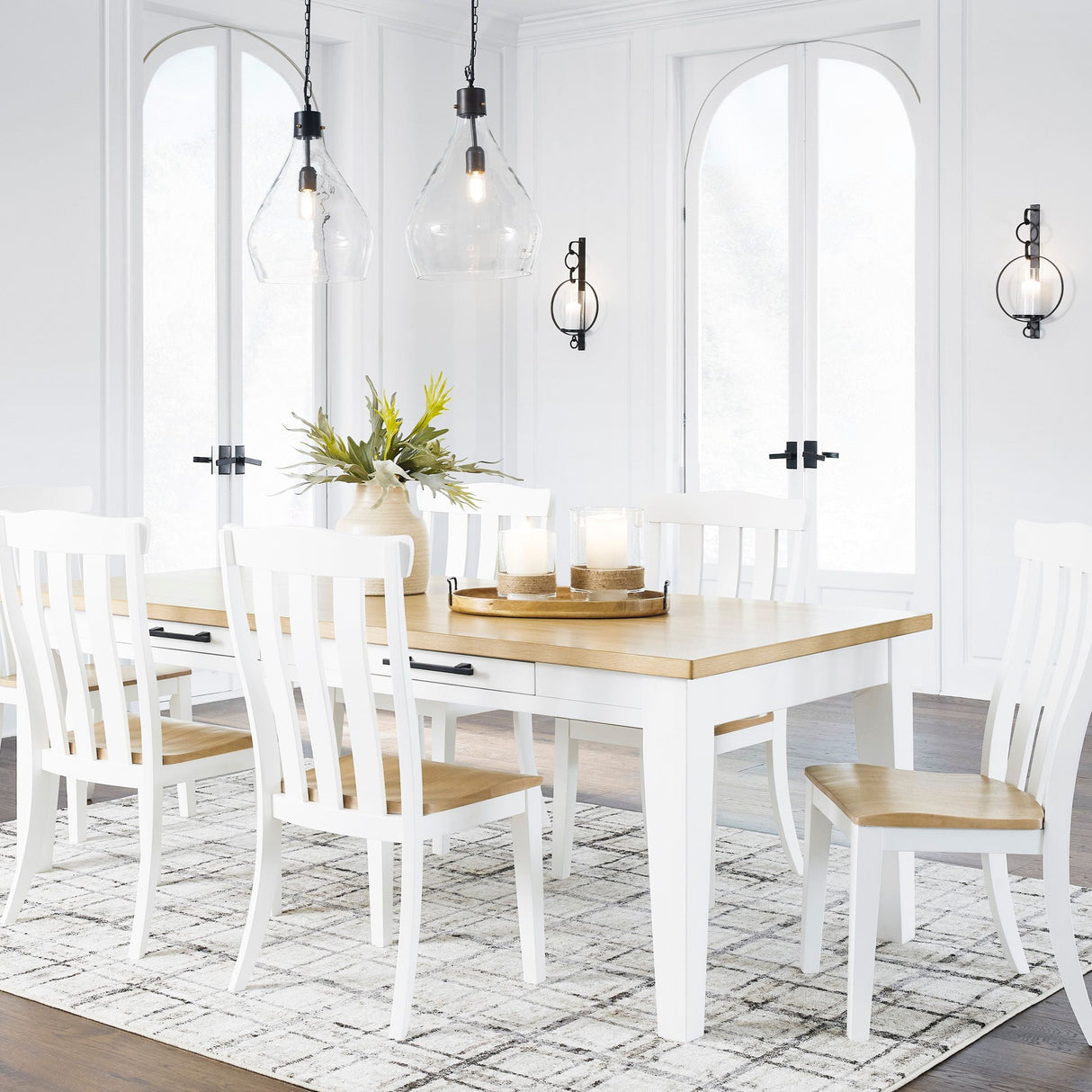 Ensemble de salle à manger avec 6 chaises en bois bicolore - Ashbryn