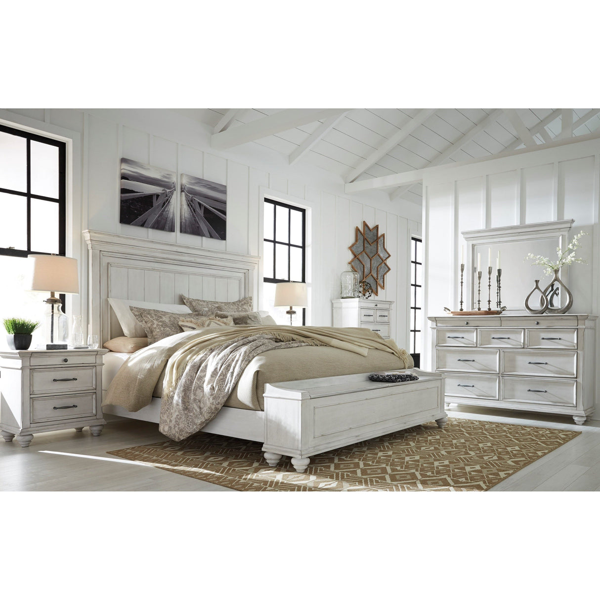 Mobilier de chambre à coucher 5 pièces Grand lit - Kanwyn