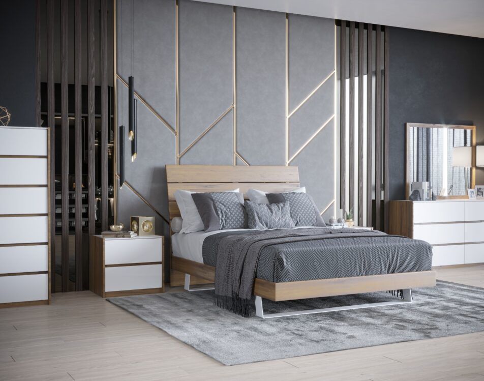 Lit  complet grand en bois naturel - Baltique