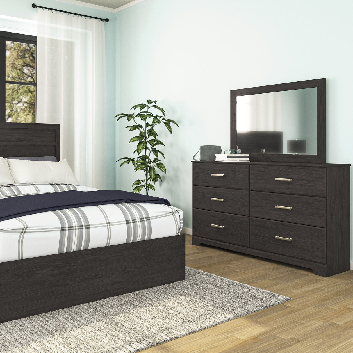 Miroir de bureau en bois/placage noir - Belachime