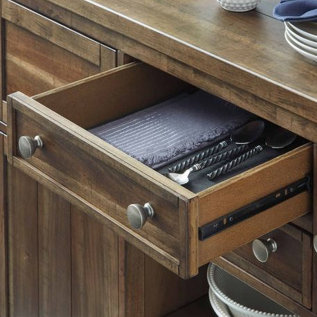 Buffet en bois/placage brun vieilli avec 4 portes & 2 tiroirs - Moriville