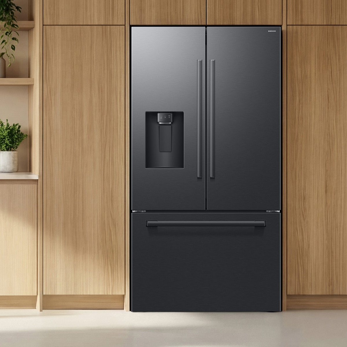 Réfrigérateur à portes françaises 36 po, 29 pi³ Acier noir mat avec Distributeur d'eau/glaçons Sphere Ice™ - Série Bespoke