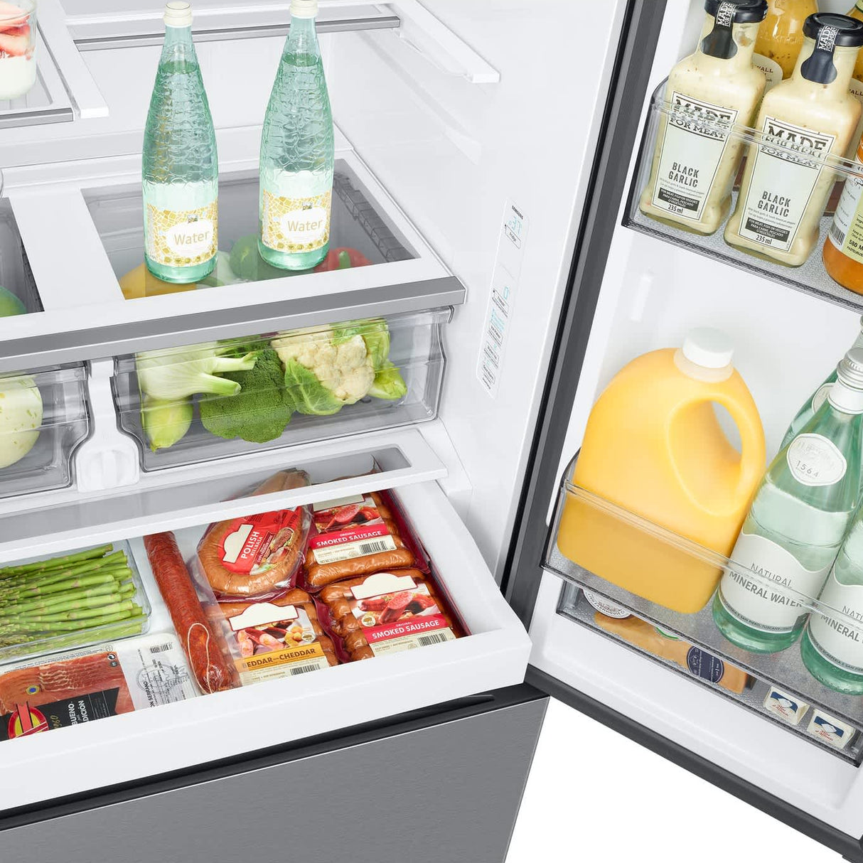 Réfrigérateur à portes françaises, profondeur comptoir 36 po, 27 pi³ Inox avec Distributeur d'eau/glaçons externe et Wi-Fi - Série Bespoke
