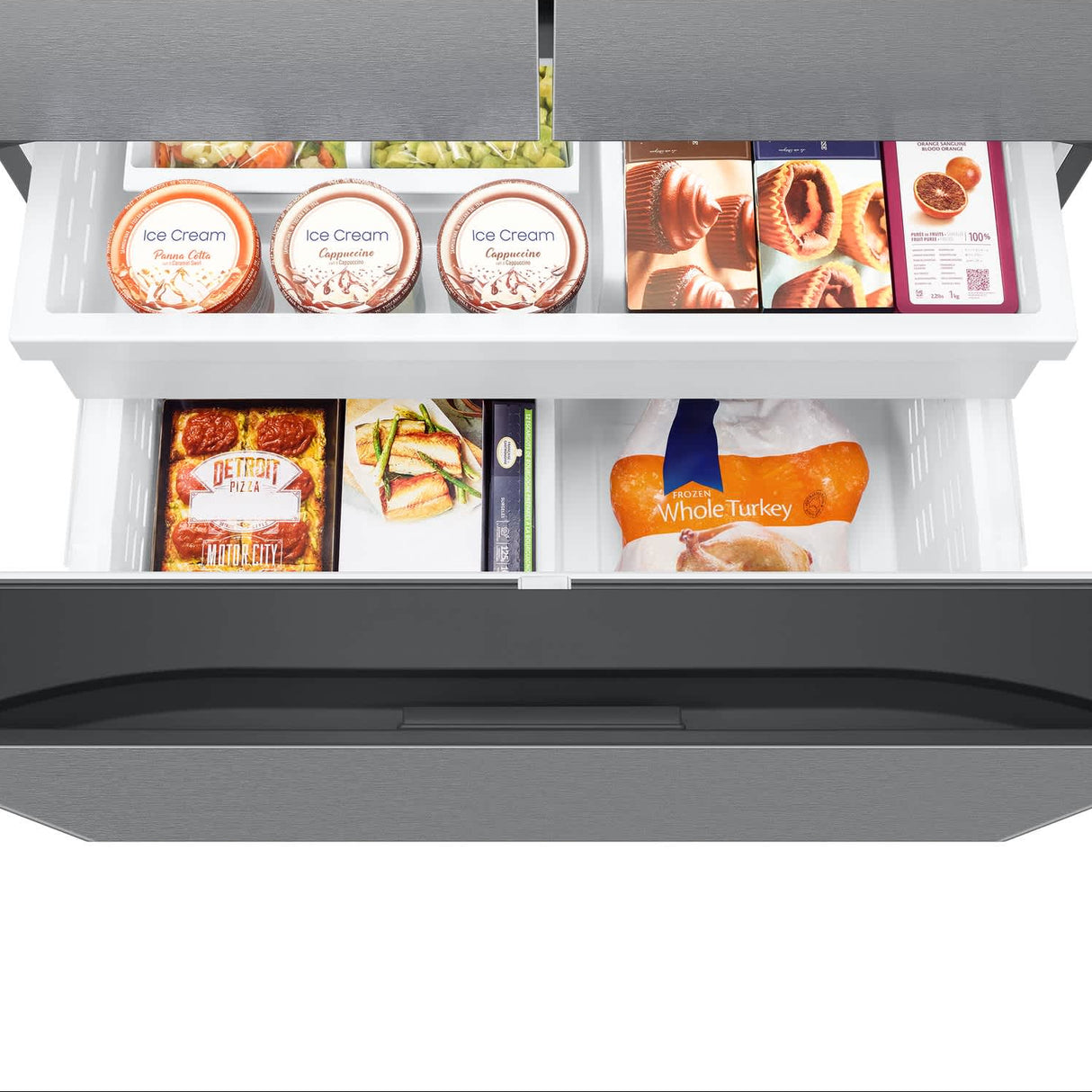 Réfrigérateur à portes françaises, profondeur comptoir 36 po, 27 pi³ Inox avec Distributeur d'eau/glaçons externe et Wi-Fi - Série Bespoke