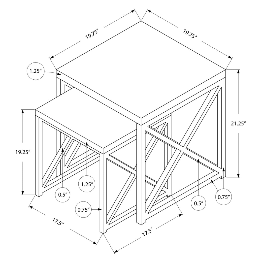 Ensemble de 2 tables gigognes en stratifé et métal - I 3025-3237
